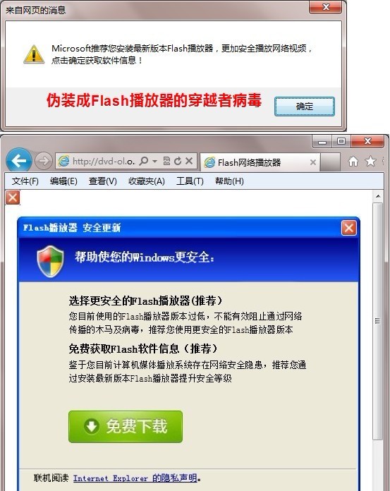 穿越者病毒偽裝的所謂Flash播放器